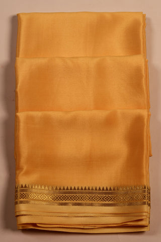 Goldenrod Yellow Mysore Crepe Silk Saree with geometric zari border