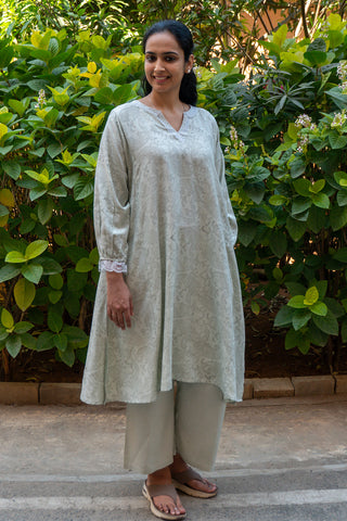Grey Linen Kurta Set with Pants