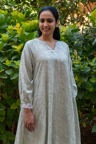 Grey Linen Kurta Set with Pants