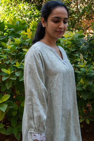 Grey Linen Kurta Set with Pants