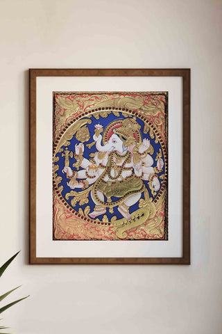Nartana Vinayaka Tanjore Painting