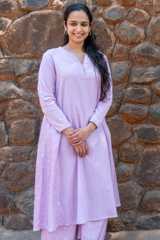 Purple A-Line Kurta Set with Palazzo