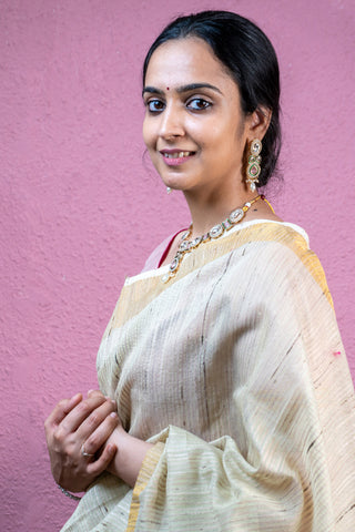 Khadi Jamdani Handloom Saree with Swans