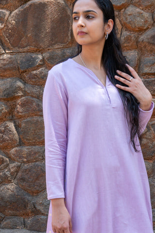 Purple A-Line Kurta Set with Palazzo