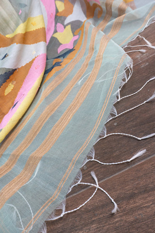 Khadi Jamdani Handloom Saree with Swans