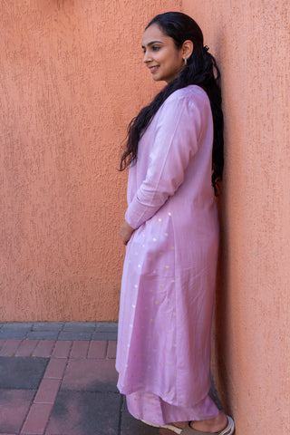 Purple A-Line Kurta Set with Palazzo