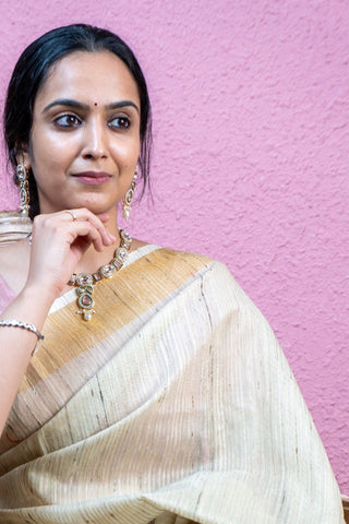 Khadi Jamdani Handloom Saree with Swans