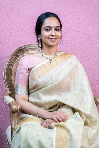 Khadi Jamdani Handloom Saree with Swans