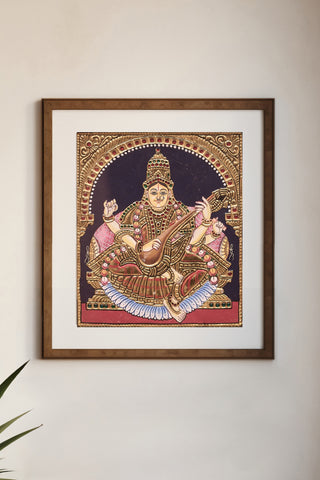 Divine Saraswati Tanjore Painting