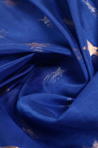 Cobalt Blue Uppada Silk Saree with Star Motifs & Red-Silver Border – Shop now for this Uppada silk saree online.