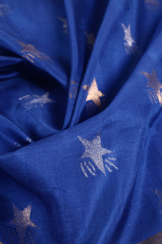 Cobalt Blue Uppada Silk Saree with Star Motifs & Red-Silver Border – Shop now for this Uppada silk saree online.