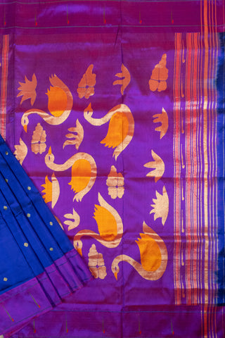 Ruby Pink Pure Silk Paithani Saree with peacocks and floral motifs