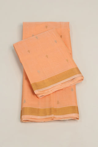 Peach Uppada Silk Saree with Gold & Silver Zari Buttas and Artistic Floral Pallu – Shop now for this Uppada silk saree online.