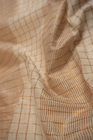 Linen saree with gold zari and teal border