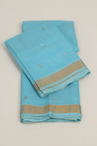 Sky Blue Uppada Silk Saree with Gold & Silver Zari Buttas and Floral Pallu – Shop now for this Uppada silk saree online.
