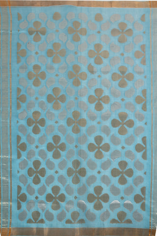 Sky Blue Uppada Silk Saree with Gold & Silver Zari Buttas and Floral Pallu – Shop now for this Uppada silk saree online.