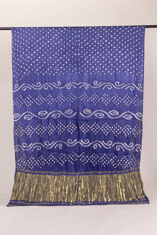 Navy Blue Modal Satin Bandhani Saree with zari border