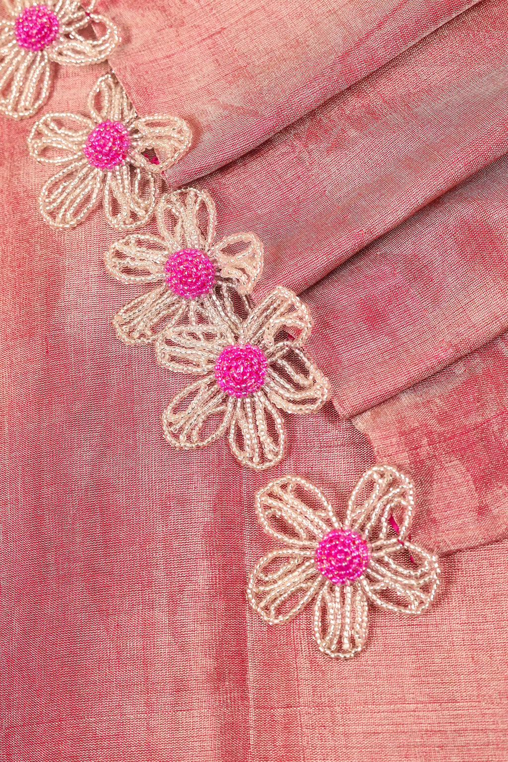 Sorbet Pink Gold Chanderi Tissue Saree main image 1