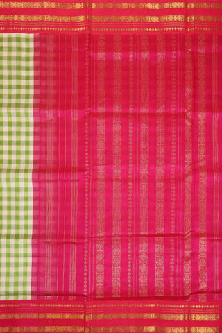 Green & Red Handwoven Silk Cotton Kanchipuram saree