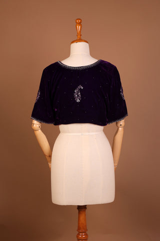 Purple silk velvet blouse(Made to Order)