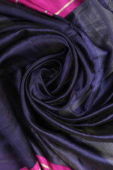 Navy Blue Chanderi Handloom Silk saree
