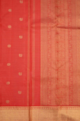 Red Kanchipuram Silk Saree in Vaira Oosi with Green Blouse