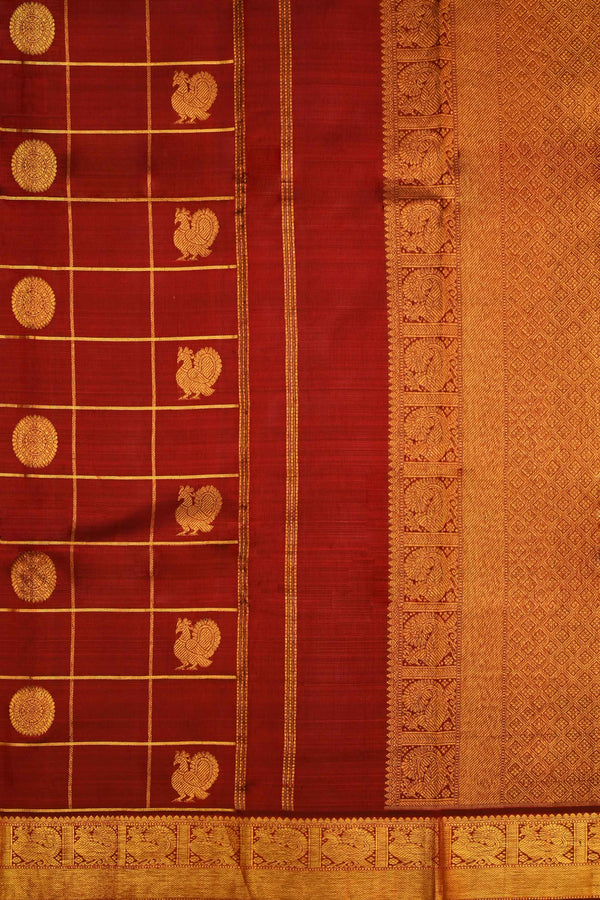 Maroon Kanchipuram Handloom Silk saree