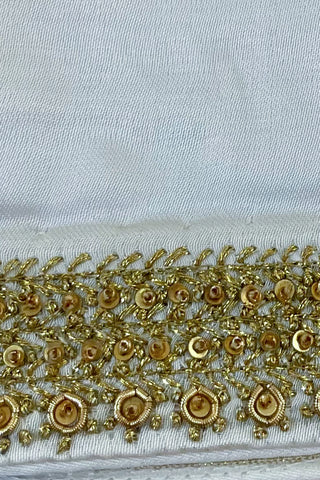 Off-White Modal Satin Kurta Pant Set with Zardozi Work & Embroidered Chanderi Dupatta (Made to Order)