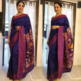 Madhuri Dixit's Blue and Violet Handloom Paithani Silk Saree (Made to Order)