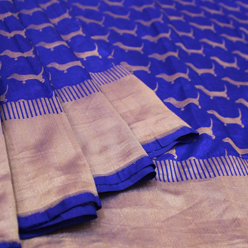 Kangana Ranaut’s Indigo Blue Handloom Banarasi Saree with Dachshund Motifs