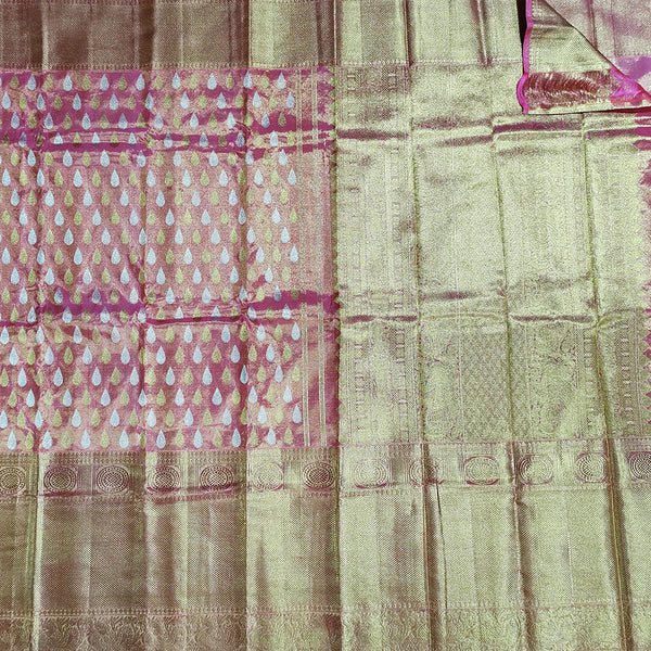 Light Pink Tissue Handloom Silk Kanchipuram Saree