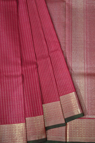 Maroon, Gold and Green Handloom Kanchipuram Silk Saree