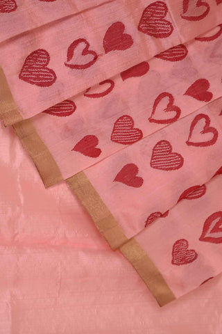 Peachy Pink Chanderi Silk Saree