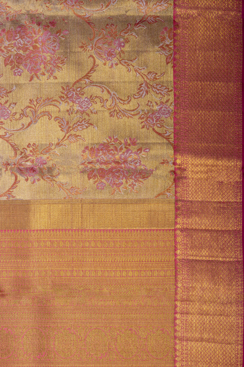 Grandeur in Gold & Pink: A Banarasi Style Kanchipuram Saree
