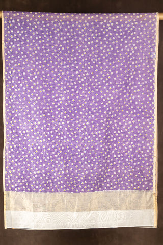 Lavender Chanderi silk dupatta with gold tissue pallu