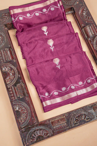 Raspberry Pink Blended Soft Silk Saree with Banarasi Border