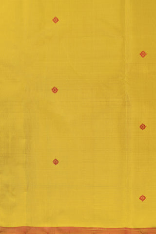 Turmeric Yellow Kanjivaram Silk Saree with Scarlet Buttas and Contrast Border