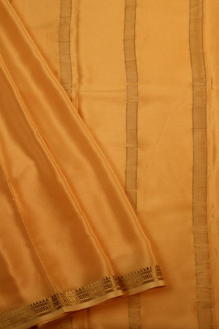 Goldenrod Yellow Mysore Crepe Silk Saree with geometric zari border