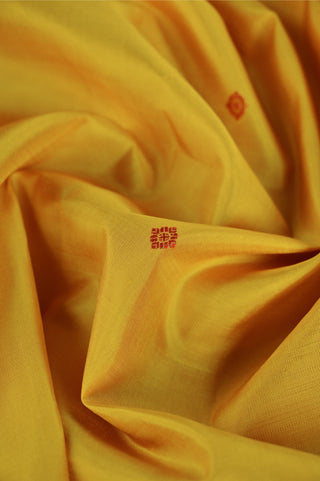 Turmeric Yellow Kanjivaram Silk Saree with Scarlet Buttas and Contrast Border