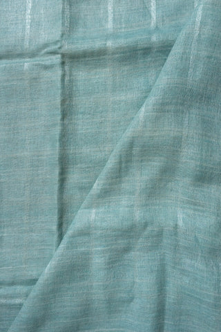 Sea Blue and Silver Pure Linen Saree