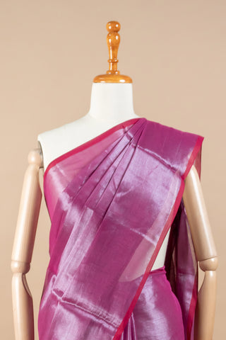 Purple Cotton Tissue Handloom Saree with Dark Tassels
