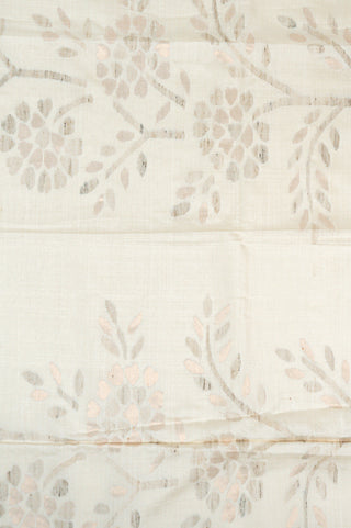 Beige Mulberry Tussar Saree with Fine Jamdani Weave handwoven silk saree