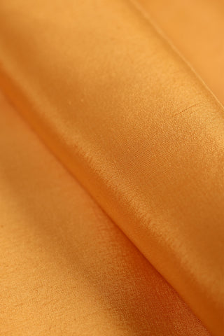 Goldenrod Yellow Mysore Crepe Silk Saree with geometric zari border
