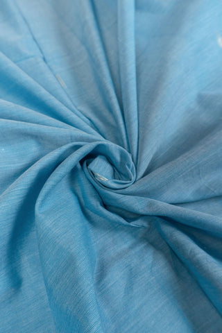 Light Blue Cotton Paithani Saree with peacock and floral motifs