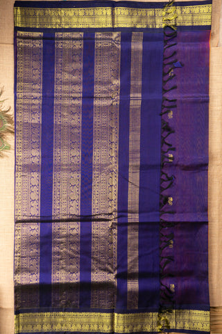 handwoven rusty orange silk cotton saree with peacock zari border handcrafted saree from Madhurya