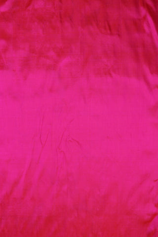Bright pink Paithani saree with gold zari grid checks and a gold tissue pallu of multicolour floral vines