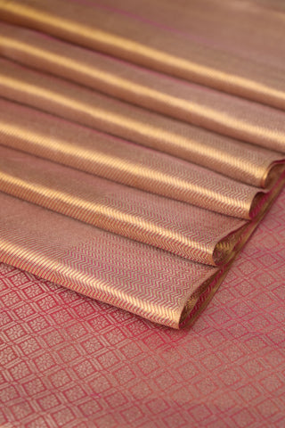 Golden Kanjivaram Silk Saree with diamond weave and rich border