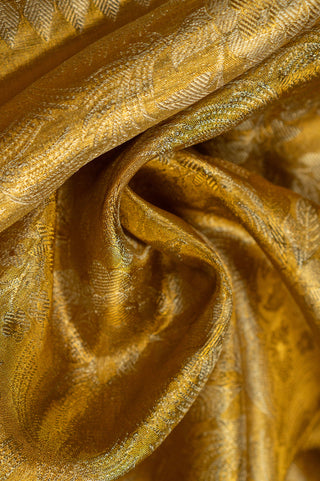 Golden Kanjivaram Tissue Silk Saree with floral brocade and intricate zari