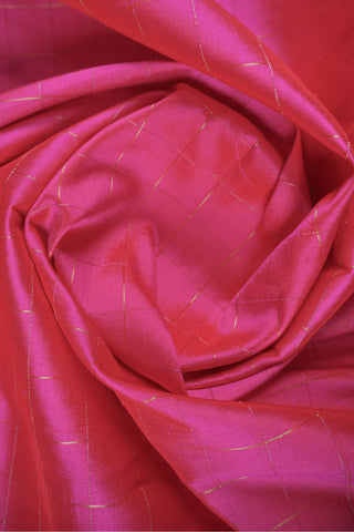 Bright pink Paithani saree with gold zari grid checks and a gold tissue pallu of multicolour floral vines
