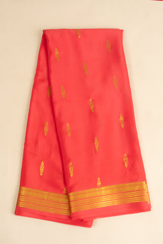 Traditional Coral Mysore Silk Saree with Rich Zari Work